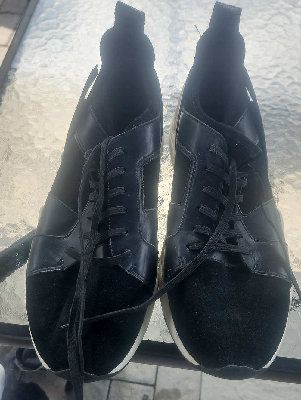 Aldo Men's Black Lace-Up Sneaker with Suede Toe